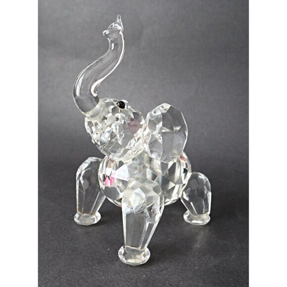 Vintage Lead Crystal Elephant Figurine Trunk Up Paperweight - Picture 3 of 7